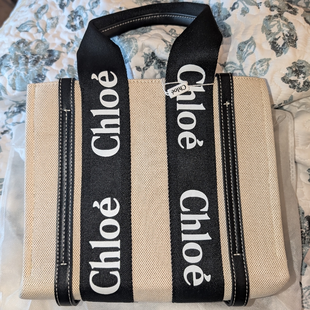 Canvas Tote Bag with Black Straps